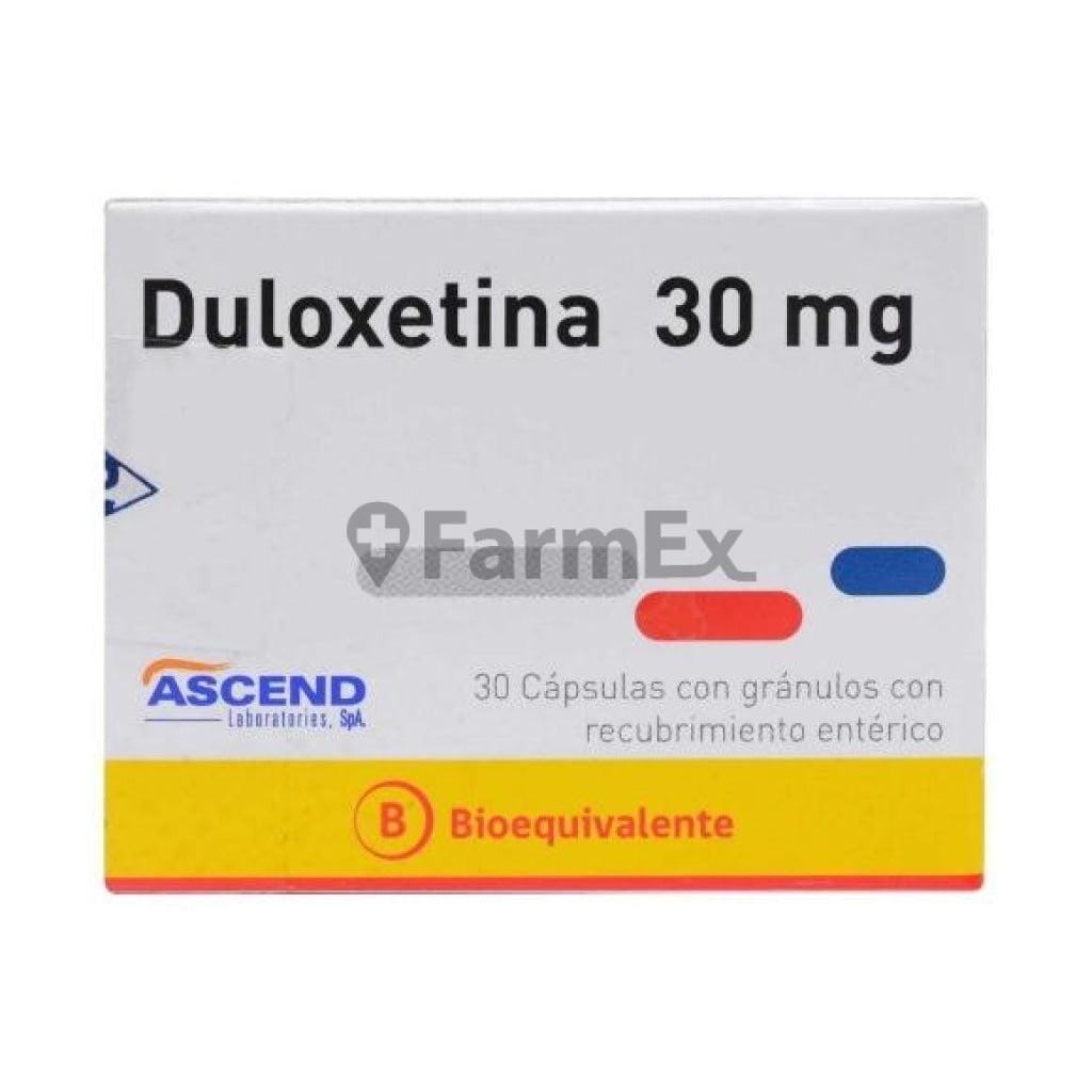 Duloxetina 30 mg x 30 cápsulas "Ley Cenabast" susc-1 de 6 meses Farmex-Suscripciones-Persistente
